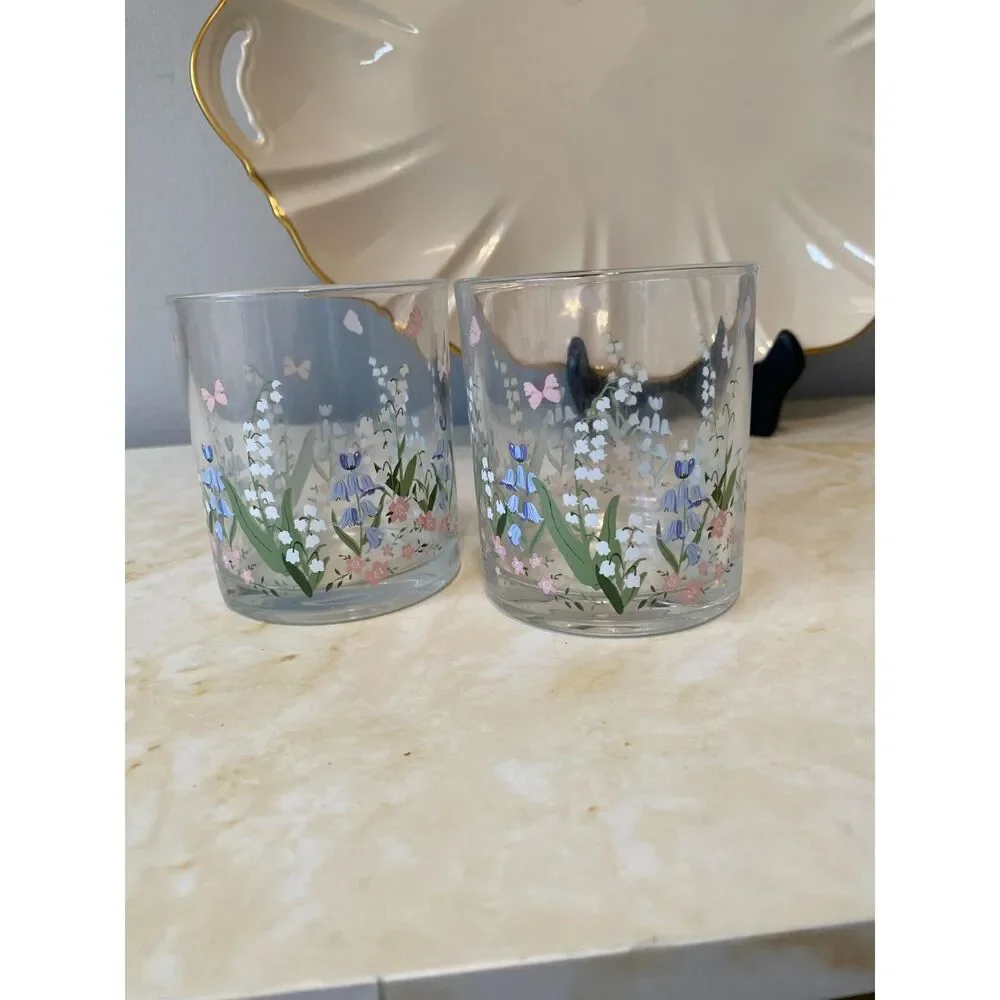 Cottagecore Garden buttercups, flowers drinkware set of 2